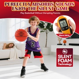 Yadufa Silent Basketball Size 7 2025 New Indoor Foam Silent Training Ball Grooved Airless Foam Technology Real Basketball Feel for Quiet Dribbling and Indoor Training