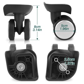 Ech.Apr 2-Pcs Luggage Wheels Replacement, Double-Row 360 Degree Wheels for DIY Repair, Mute Suitcase Casters for Travel, A159