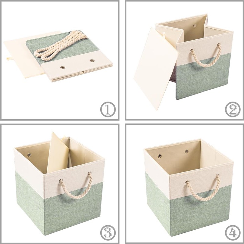 PRANDOM Large Foldable Cube Storage Bins 13x13 inch [4-Pack] Fabric