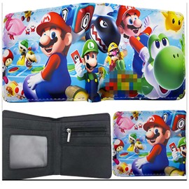 Game peripherals boys wallet, cartoon toy figure purse, fashion compartment wallet, PU leather wallet for children, boys, girls, teenagers, adults, game fans, birthday gift (cool), blue, Classic