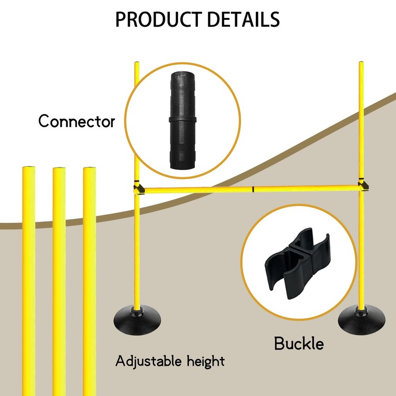 Voodans Adjustable Height Agility Hurdle Set Multi-Function Soccer Trainning Pole