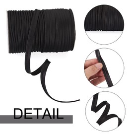 Beadthoven 109Yards/Roll Maxi Piping Trim 3/8” Satin Luster Polyester Single Fold Piping Bias Tape Binding Lip Cord Welting Cord with Spool for Sewing Clothing Trimming Upholstery (Black)