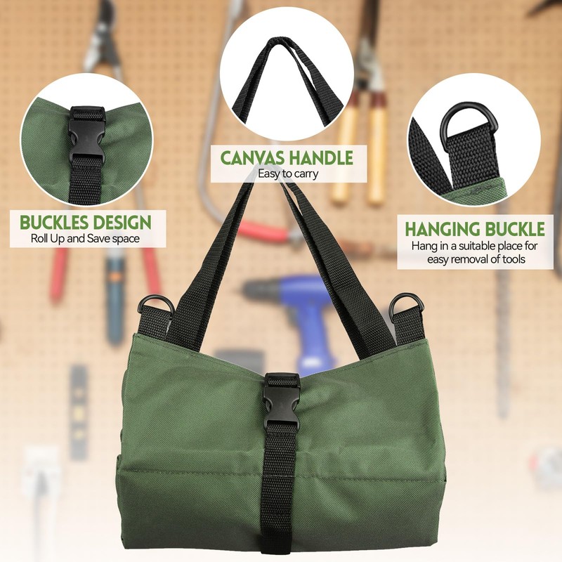 Tool Roll Bag, Canvas Wrench Tool Bag, Multi-Purpose Roll Bag