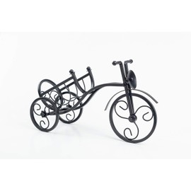 Asian Home Bicycle Wine Bottle Holder Desktop Bike Wine Rack Freestanding Countertop Bottle Holder for Wine Storage, Metal, Black Colored