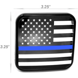 American Flag Metal Hitch Cover Plug Insert (Fits 2" Receivers, USA Flag with Thin Blue line)