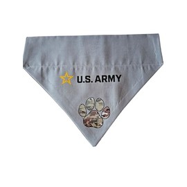 U.S. Army Logo with Camo Paw Over the Collar Dog Bandana That Slips Onto Your Dogs Existing Collar Size (Small)