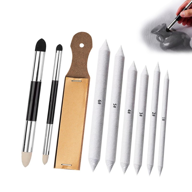 9 Pcs Blending Stump Set, Paper Art Blenders, Art Pencils,