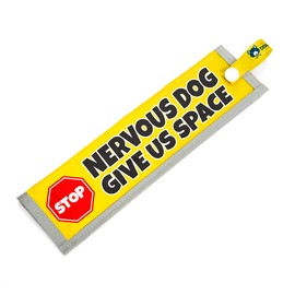 dogkit Nervous Dog Give Us Space Sleeve for Reactive Nervous Dogs, Reflective, Waterproof, Double Sided Slip-on for the Dog Lead (Yellow, Stop Sign)