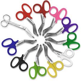 SURGICAL ONLINE 11 Pcs Set - Razor-Sharp EMT Trauma Shears + 5.5" Lister Bandage Scissor - Heavy Duty, Non-Stick Surface, Ergonomic Handle, Comfortable Grip, CE Certified. (Assorted Rainbow Colors)