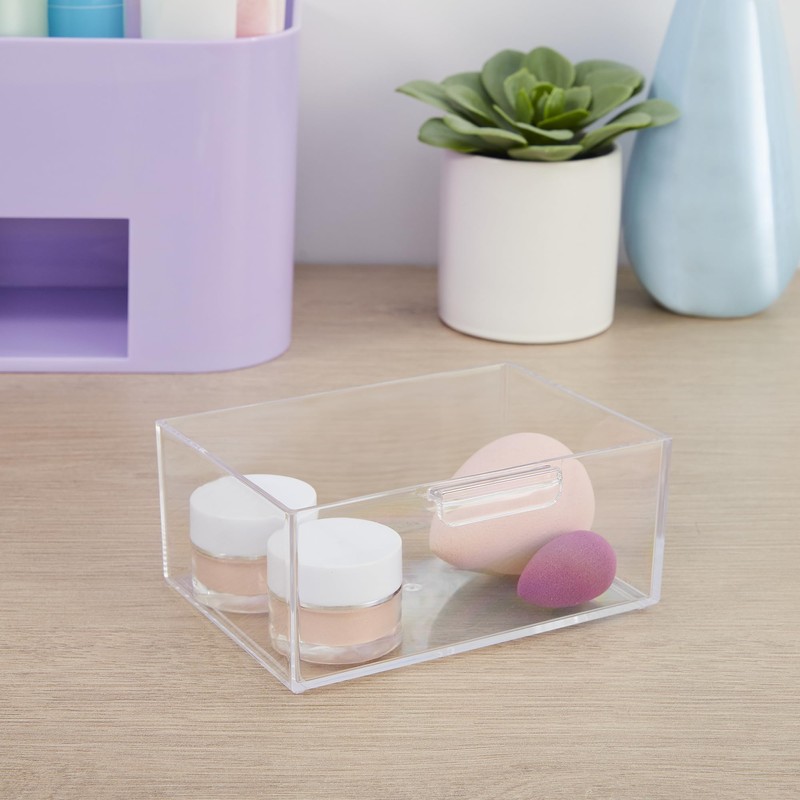 STORi Bliss Lilac Purple Makeup Organizer for Countertop, Divided Bathroom