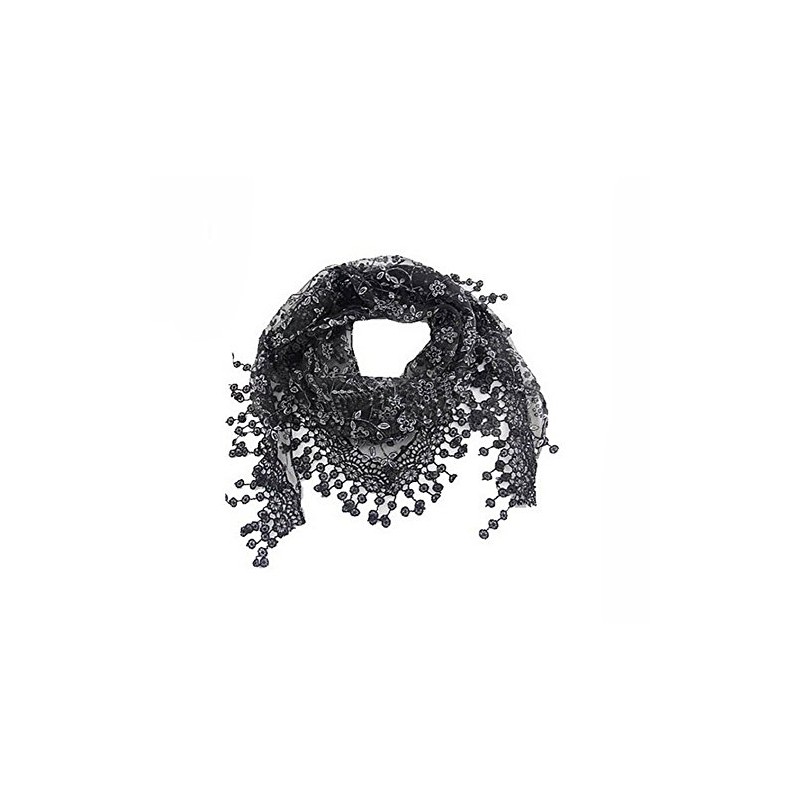 FSSTUD Elegant Women Ladies Soft Lace Hollow Tassel Scarves Triangle