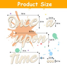 XUKZIMA Once Upon a Time Sign Wooden Reading Corner Decor with 20 Dispensing Glue Wall Decal Nursery Sign Kids Room Stickers Decor Aesthetic for Baby Shower Birthday Gift Room Decor