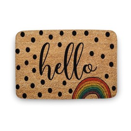 Aikeory Hello Doormat,Rainbow Doormat, Home Decor, Welcome Rug, Porch Decor Coral Velvet Rug,Funny Doormat, Home Decor, Welcome Mat,Indoor Doormat,Front Back Door Mat 16”x24”, 40x60cm