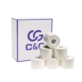 C&G Fixing Tape, Non-Stretch, White, 2.0 inches (50 mm) x 39.7 ft (12 m), 6 Rolls, White Tape, Fixing Type, Non-Stretch Type, Taping, White Tape, Fixed Taping, Compression Fingers, Knees