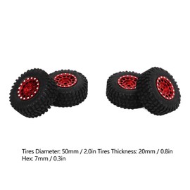4pcs RC Car Rubber Tires,Durable RC Tire and Wheels Set for Axial SCX24 1/24 Car Upgrade Parts (Red)