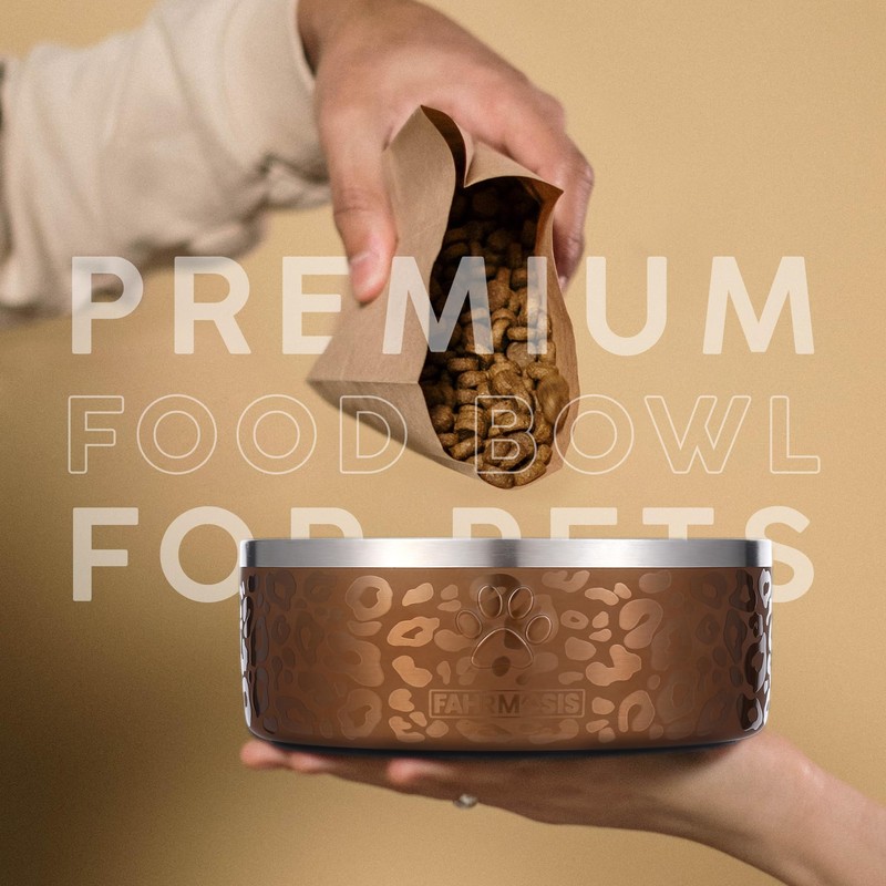FAHRMOSIS 32 Oz Dog Bowl with Slow Feeder Insert Stainless