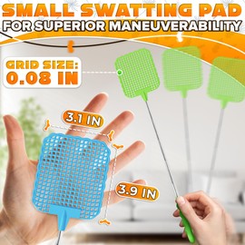 3-Pack Telescopic Fly Swatter Set – Durable and Lightweight Extendable Fly Swatter for Indoors and Outdoors, 3.1 x 3.9 Flexible Head, Non-Slip Ergonomic Rubber Handle, Compact Design for Easy Storage