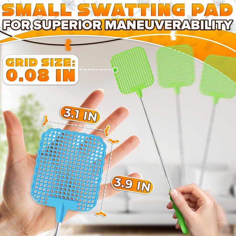 3-Pack Telescopic Fly Swatter Set – Durable and Lightweight Extendable