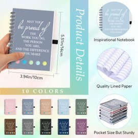 Resurhang 30 Set Employee Appreciation Gift May You Be Proud of The Work You Do Spiral Notebook Journal with Sticky Note Notepad Motivational Ballpoint Pen Bulk for Teacher(Vivid Color)