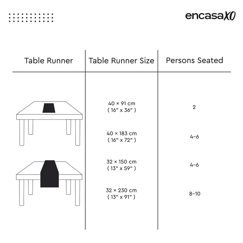 Encasa XO Dining Table Runner 13"x91" | Pure Cotton Hemstitched