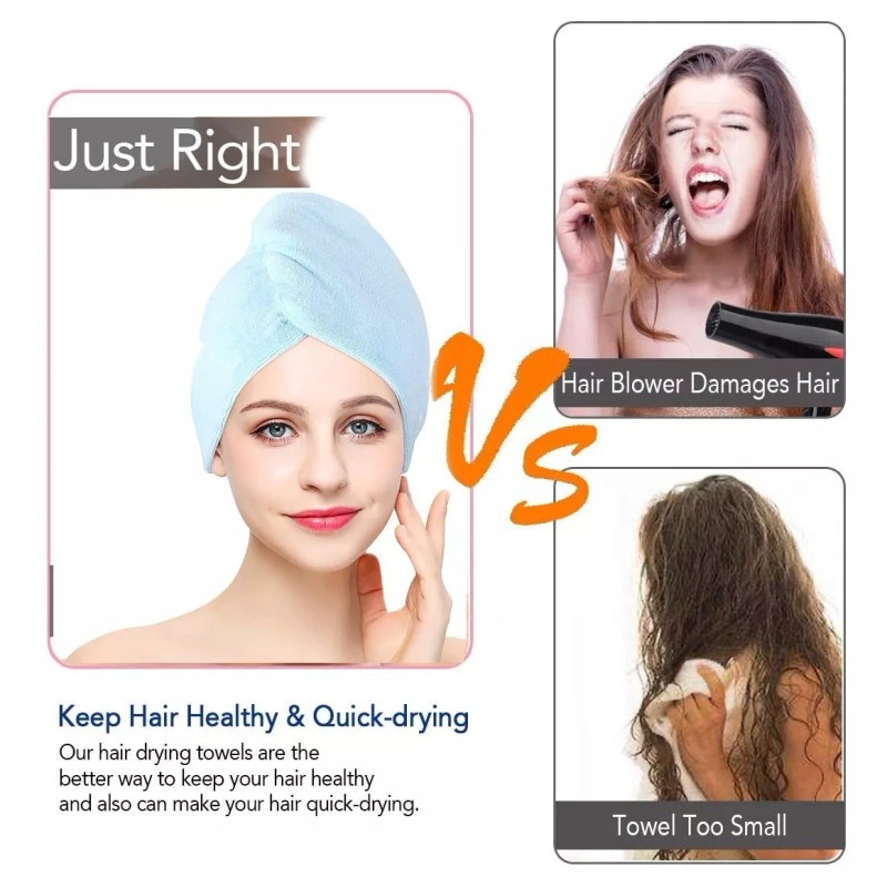 Dolores Toalla Cabello Secado Rápido Microfibra Gorro Turbante 2 Uds