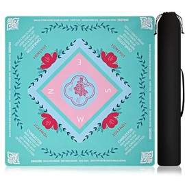 Mahjong Mat for Table Noise Reduction Non Slip Mahjong Table Mat for Playing Card, Blackjack Mahjong Poker,Board Games 31.5"x31.5" Size (Green)