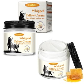 ELAIMEI Beef Tallow Balm for  Moisture Skin, Grass Fed Beef Tallow and Honey cream,Handmade Lotion Whipped Beef Tallow Moisturizer Skincare Vitamins - Volume: Beef Tallow and Honey Cream*3