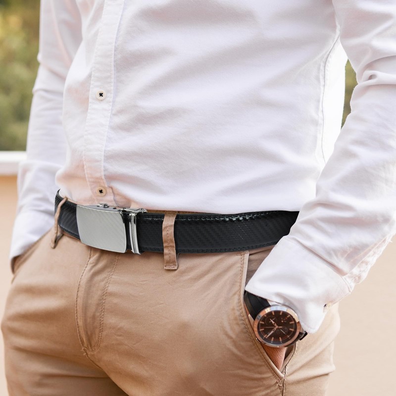 Nelbons Men's Belt Ratchet Belt Automatic Buckle for Men Suit