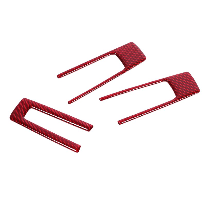 3Pcs Steering Wheel Frame Sticker Carbon Fiber Button Cover Trim