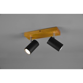 Trio Leuchten Marley 812400232 Spotlight Bar Metal Matt Black Wood Exclusive 2x GU10