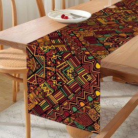 Vohado African Print Table Runner Juneteenth Decoration Kente Afro American Heritage Festival Holiday Party Supply Dining Room Home Kitchen Table Decor