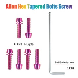 SPEEDWOX 6 Pcs Allen Hex Tapered Bolts Screws with Hex Wrench, Titanium M5x20mm with Washer, MTB Road Mountain Bike Bicycle Stem Bolt Screws Purple for MTB Bike Bicycle Stem