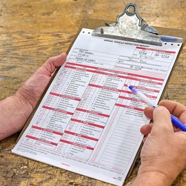 J. J. Keller 50-Pack, Annual Vehicle Inspection Report Form & Prenumbered Adhesive Vinyl Label 2-Ply, 3-Ply Carbonless Form, DOT Compliant