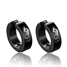 ALOHAMONI Fake Earrings, Ear Cuff, Earrings, Black, Silver, Binaural, 2-piece Set, Hoop Ring, Non-hole, Fake Earrings, Unisex, Spring Type, Just Pinch On, Easy to Install, Silver, No Gemstone