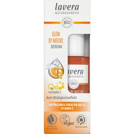 lavera Glow by Nature Serum - Natural Cosmetics Vegan Q10 & Vitamin C Moisturising Anti-Wrinkle Revitalising Firm Skin PETA-Certified 1 x 30 ml, Orange