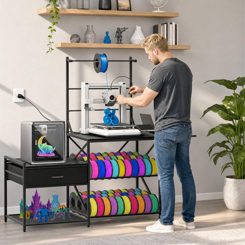 3D Printer Stand with Filament Storage Rack, Integrated Heavy Duty