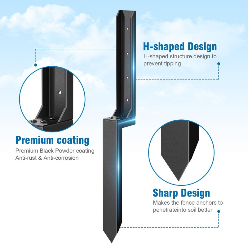 2 Pcs Fence Post Repair, Heavy Duty Fence Post Kit