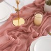 AOKSUNOVA Dusty Rose Cheesecloth Table Runner Boho Table Runner Pink