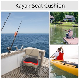 Hominas Thicken Boating Seat Cushions, Kayak Seat Cushion with Sucker Kayak Seat Cushion Pad Thicken Soft Sit Cushion Pad Accessory for Kayak Canoe Fishing Boat (Black)