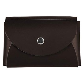 JAM Paper Italian Leather Business Card Holder Case with Round Flap - Dark Brown - Sold Individually