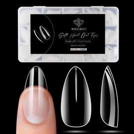 Modelones Nail Tips, 510 Pieces, Full Cover Nail Tips Set, Gel Tips Set, Transparent PMMA Resin Nail Tips, Artificial Nails for Sticking, Nail Art, DIY, 15 Sizes, Medium Almond