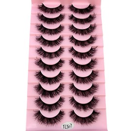 HBZGTLAD New 10 Pairs 3D Mink Lashes False Eyelashes Handmade Wispy Fluffy Long Lashes Natural Eye Makeup Tools Eye Lashes(Fly-07)