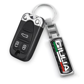 OYDDL Universal Car Logo Cover Metal Carbon Fibre Keyring Emblem Suitable for Alfa Romeo Giulia Stelvio 159 Brera 147 156 Giulietta Accessories