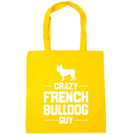 Hippowarehouse Crazy French Bulldog guy Tote Shopping Gym Beach Bag 42cm x38cm, 10 litres