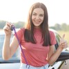 [PATIKIL] Retractable Coil Spring Keychain Anti-lost Keychain Holder Lanyard Cord