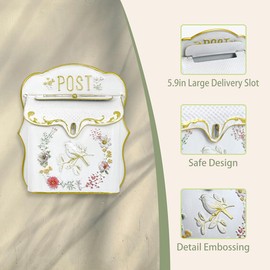 Z² BellaDecor Mailbox Wall Mount Mailboxes for Outside Mail Boxes/Wall Mount Outside Suitable for Decor Antique Style Nostalgic Charm Home Metal Mailbox Retro Style with Bird Pattern