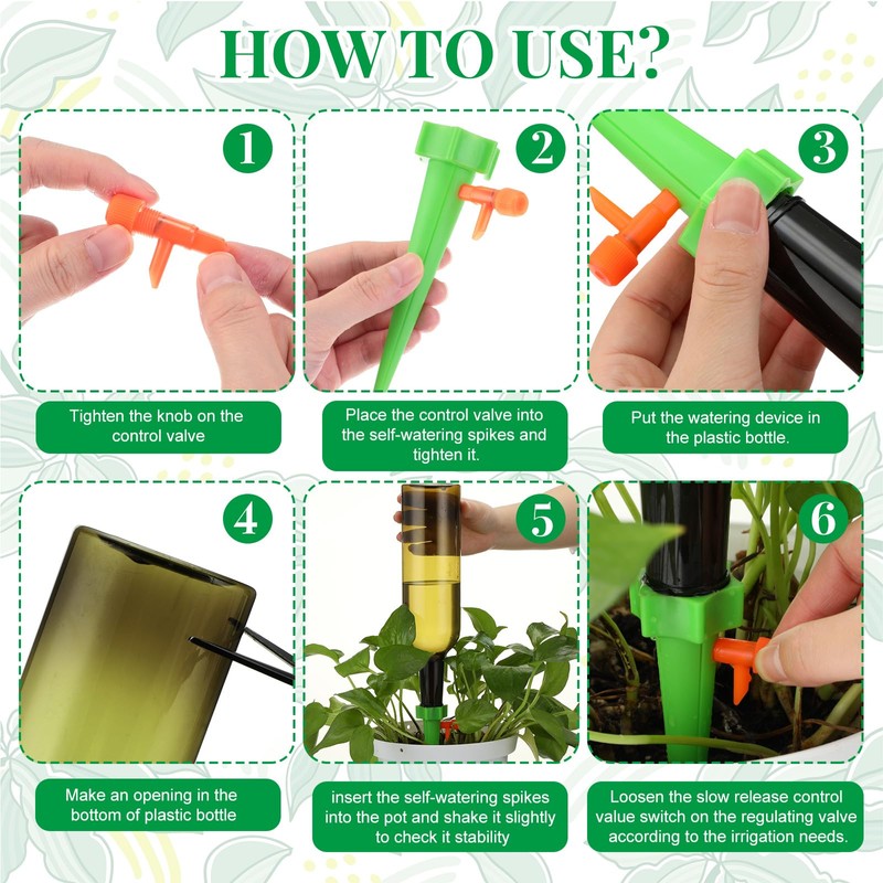 SiliFine 8 Set Plant Watering Devices with Self Watering Spikes
