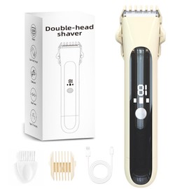 Dermave Bikini Shaver for Women, Bikini Trimmer for Women with Dual Head Shaver, Painless Wet & Dry Electric Razor for Smooth Bikini Line, Rechargeable & Portable, Beige