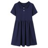 HILEELANG Little Girl Uniform Polo Dress Navy Blue Short-Sleeve Cotton
