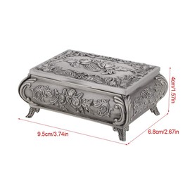 Tissting Jewellery Box, Vintage Rose Flower Carved Zinc Alloy Jewellery Case for Watch Necklace Brooch Earrings Ring Storage
